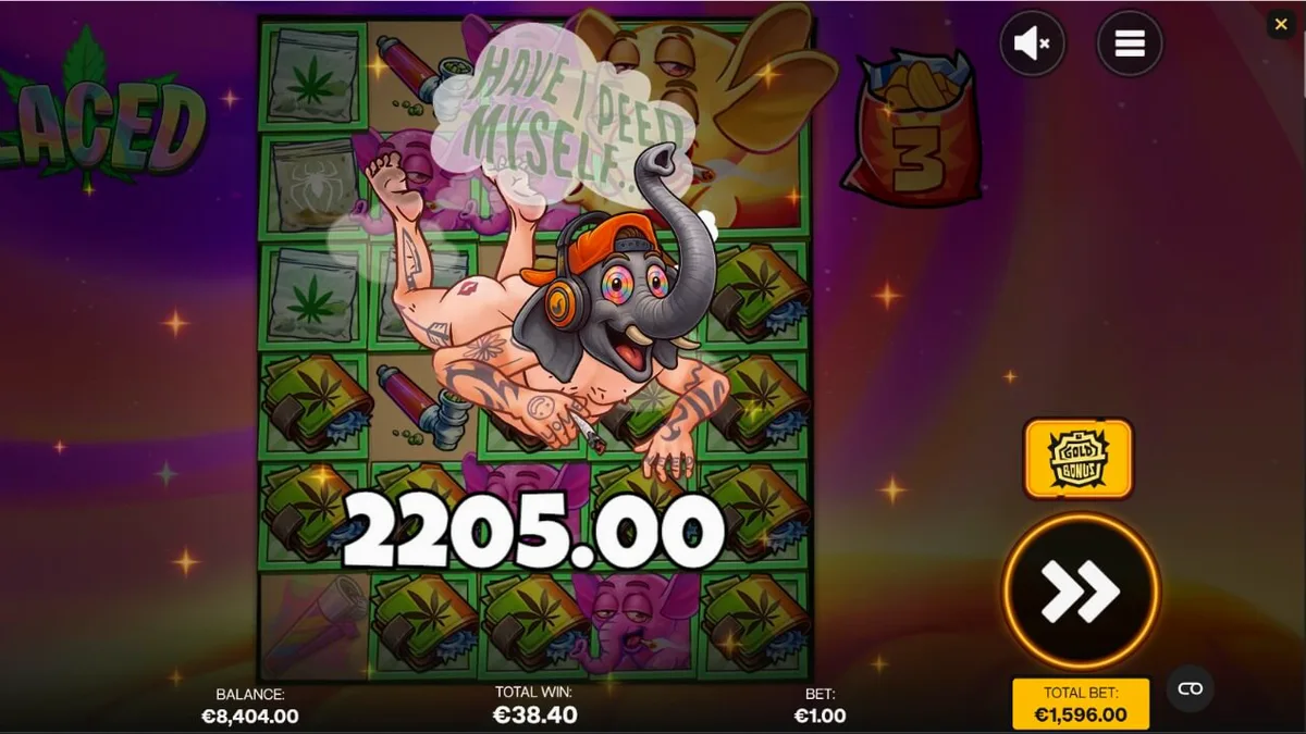 Laced slot game interface featuring smoky bachelor pad theme